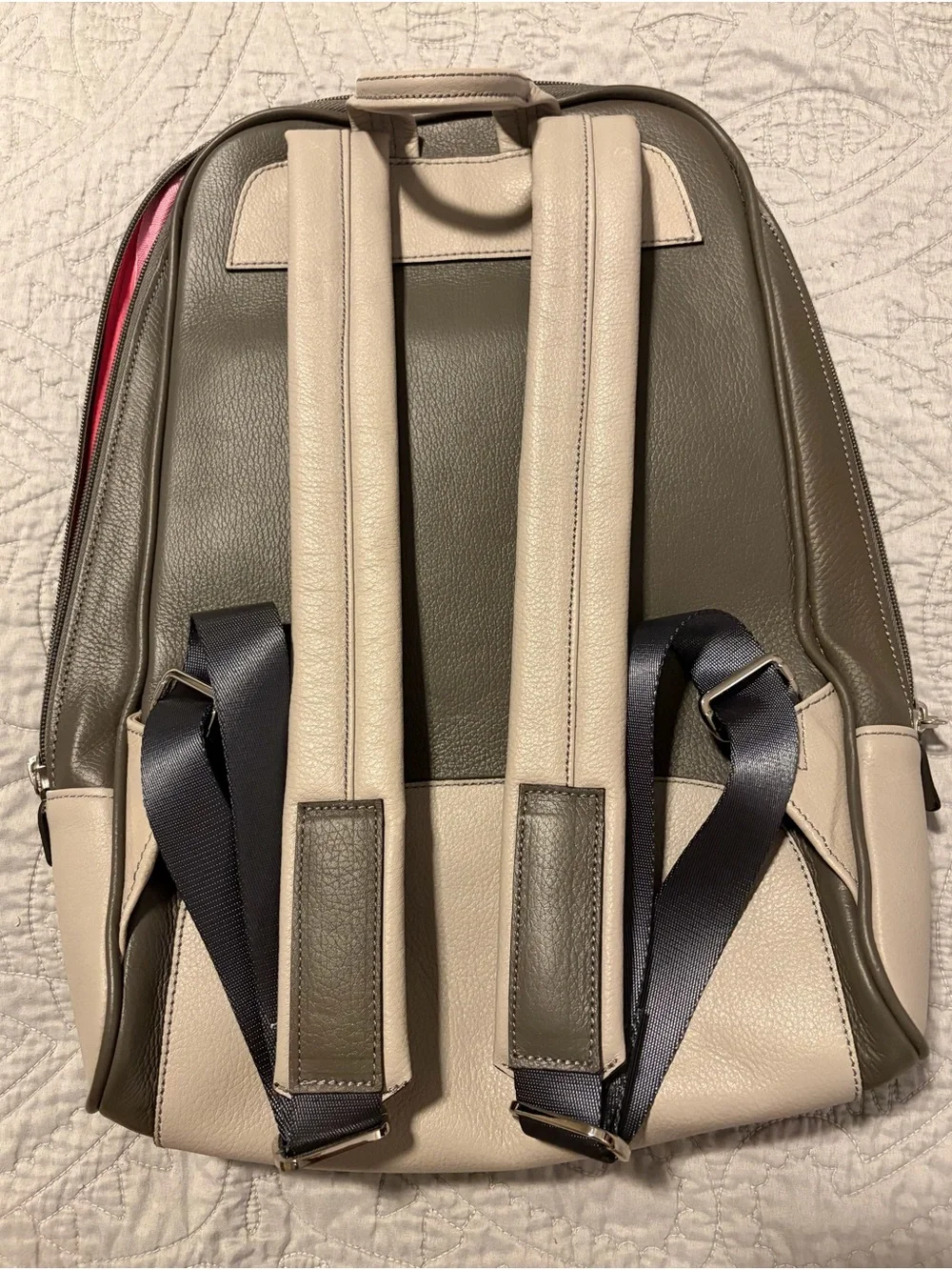 Leather Two-Tone Gray Women's Backpack